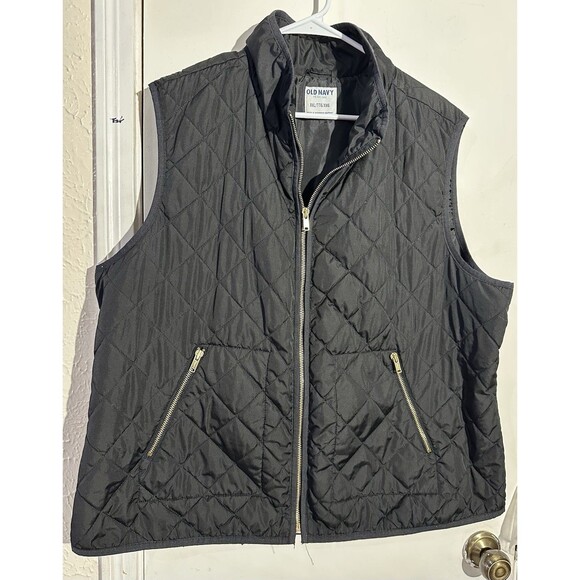 Old Navy Black Quilted Full Zip Mock Neck Vest XXL - Picture 1 of 7